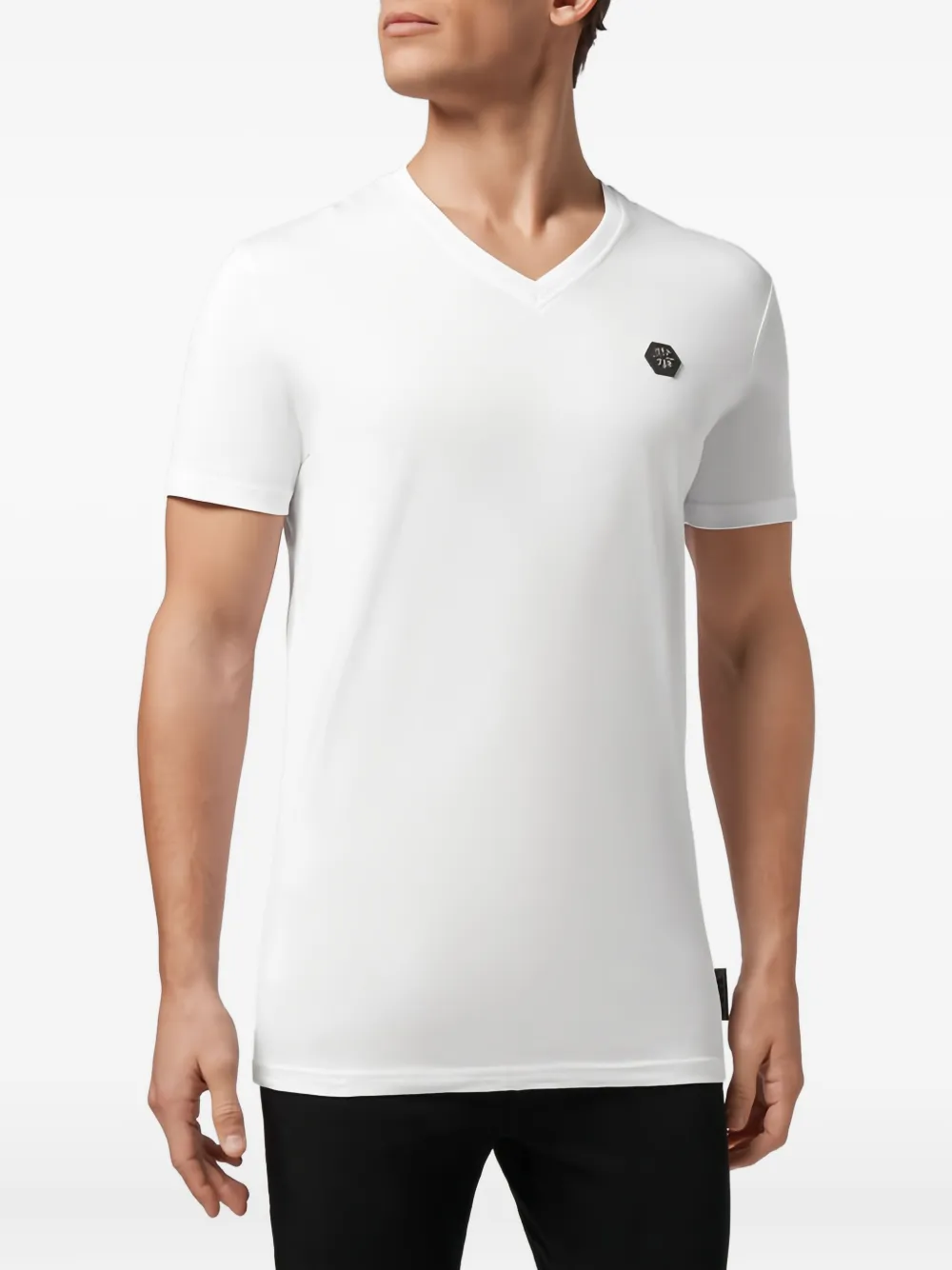 Philipp Plein T-shirt V-neck Ss Allover Skull In White