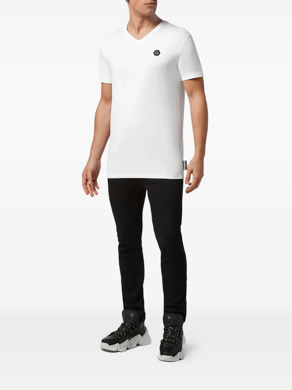 Philipp Plein v-neck skull T-shirt - Wit