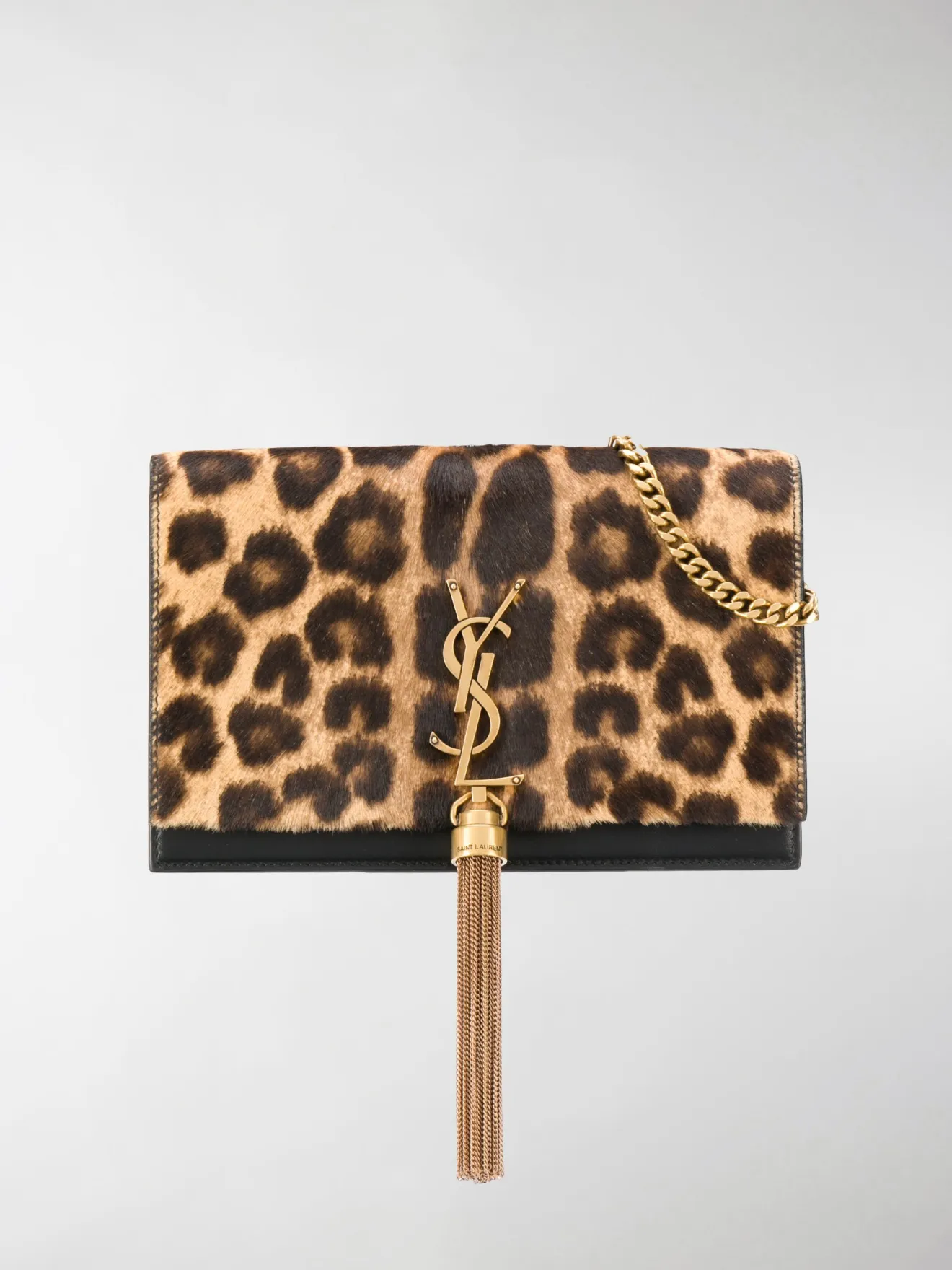 Saint Laurent Kate leopard print clutch bag black | MODES Saint Laurent Kate leopard print clutch bag black | MODES
