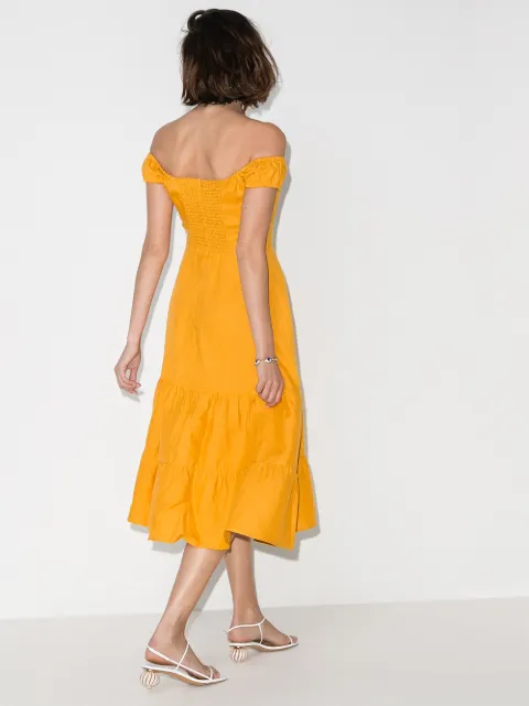 reformation off the shoulder dress