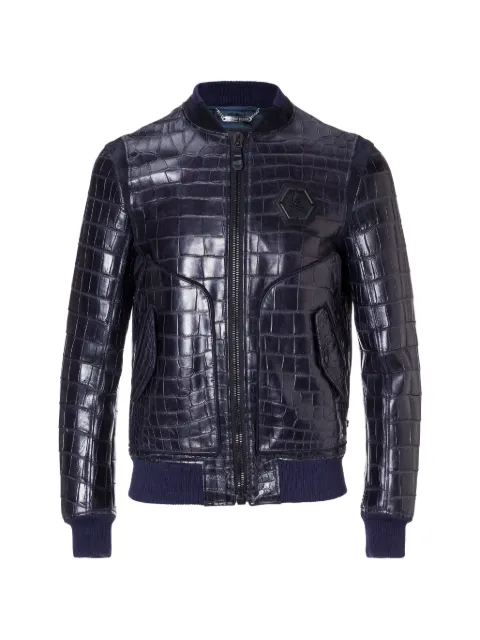 Philipp Plein Tiger face crocodile leather jacket