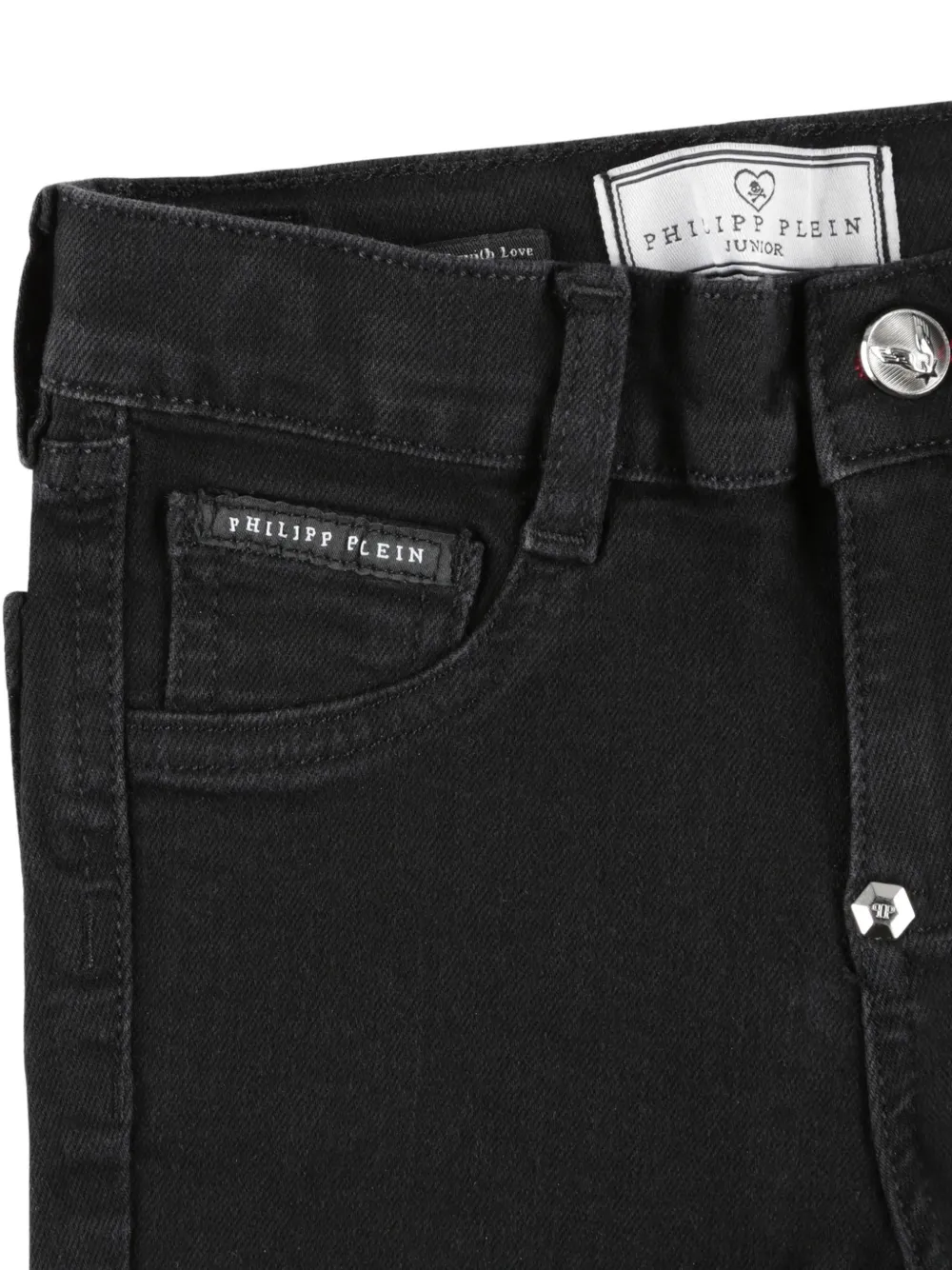 Philipp Plein Junior Jeans met metallic-effect Zwart