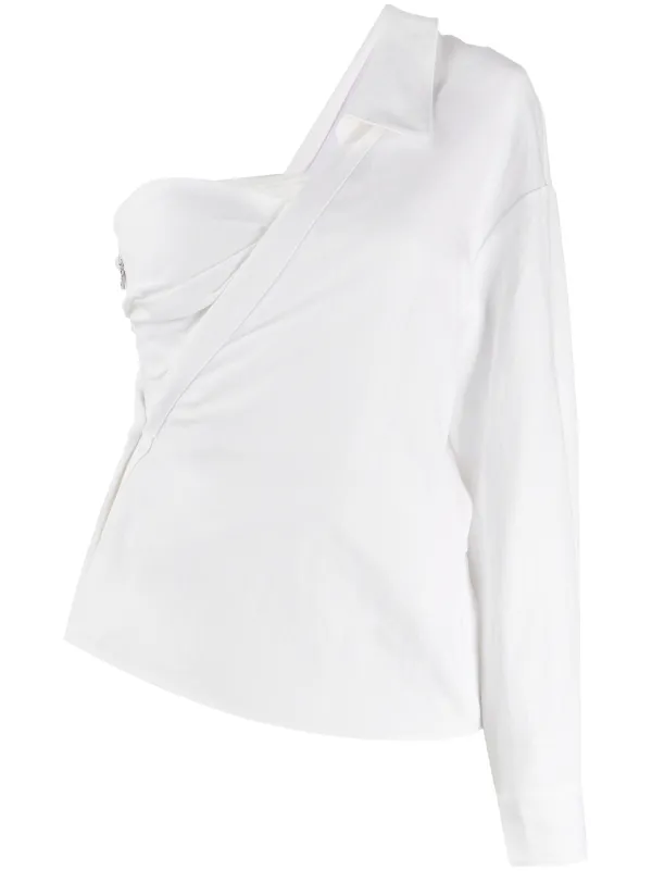 one shoulder shirt white