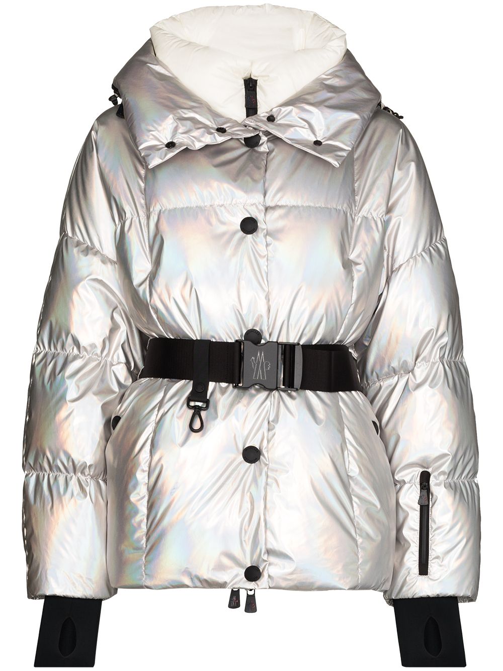 Moncler Olligan Holographic Quilted Down Puffer Jacket In Silver