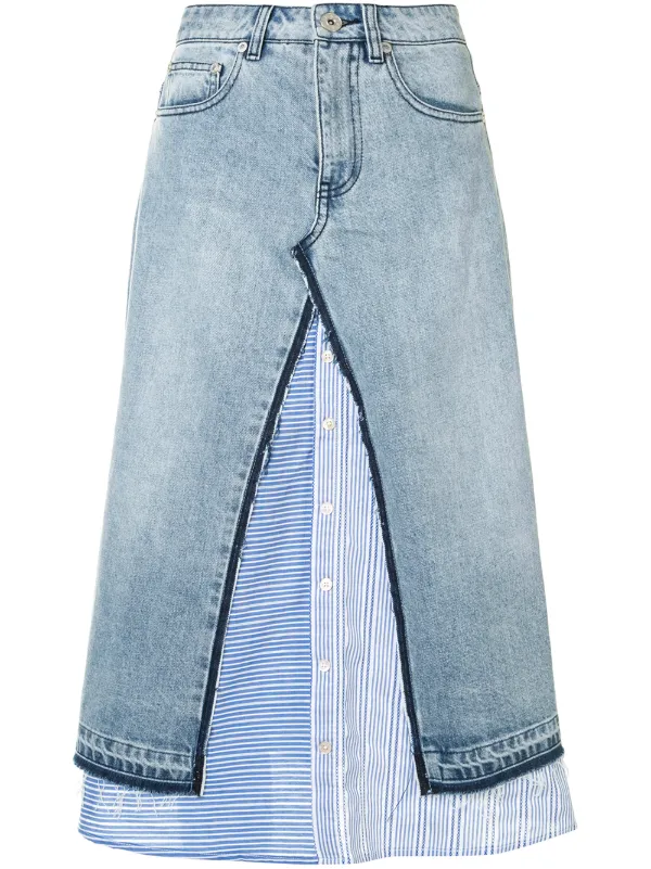 layered denim skirt