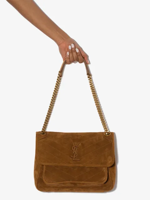 ysl medium niki suede shoulder bag