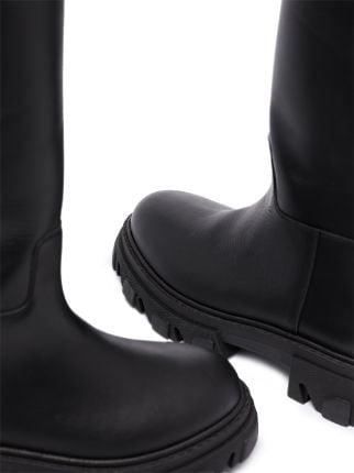 X Pernille black Tubular leather combat boots展示图