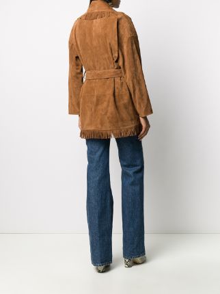 front tie fringed suede jacket展示图