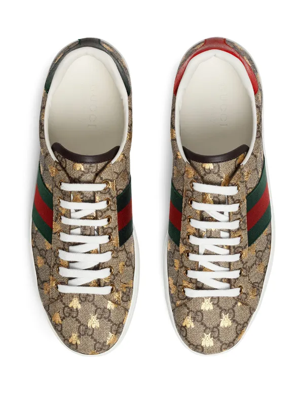 Gucci Ace Bee Striped Leather Sneakers