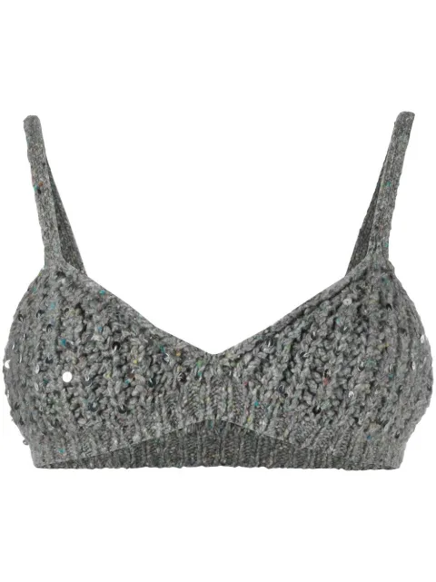 Alanui sequinned knitted crop top