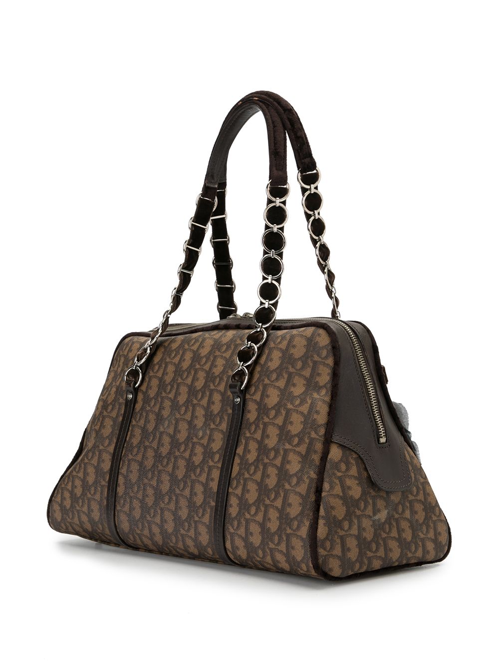 Dior Brown Trotter Monogram Print Bag Handbag Bow