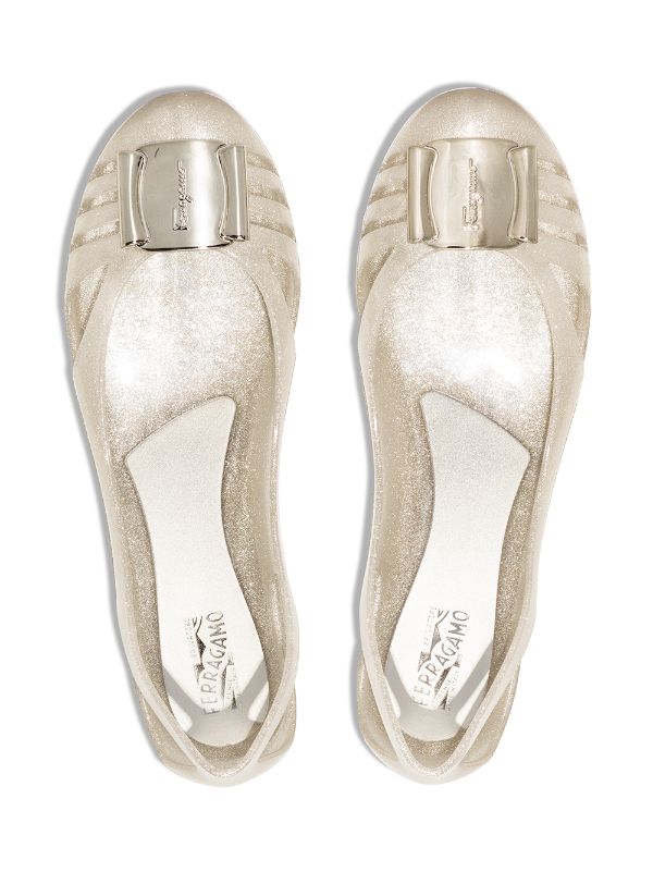 Shop Salvatore Ferragamo Bermuda glitter ballerina shoes with 
