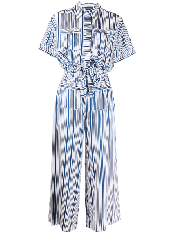 striped wide leg jumpsuit
