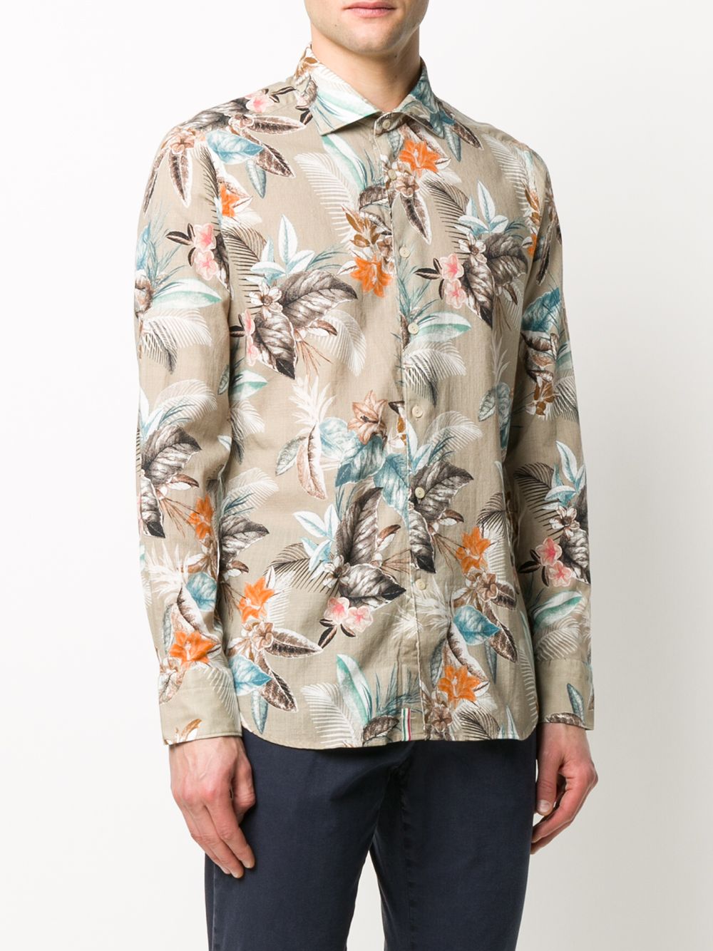 фото Tintoria mattei foliage print french collar shirt