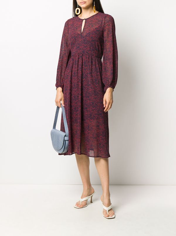 tommy hilfiger corsage print chiffon midi dress