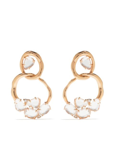 Brumani 18kt rose gold Looping diamond and quartz earrings