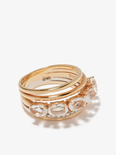 Brumani 18kt rose and white gold Looping diamond and quartz ring