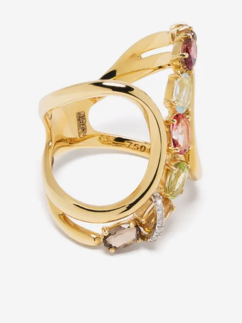 Brumani 18kt yellow gold gemstone and diamond ring