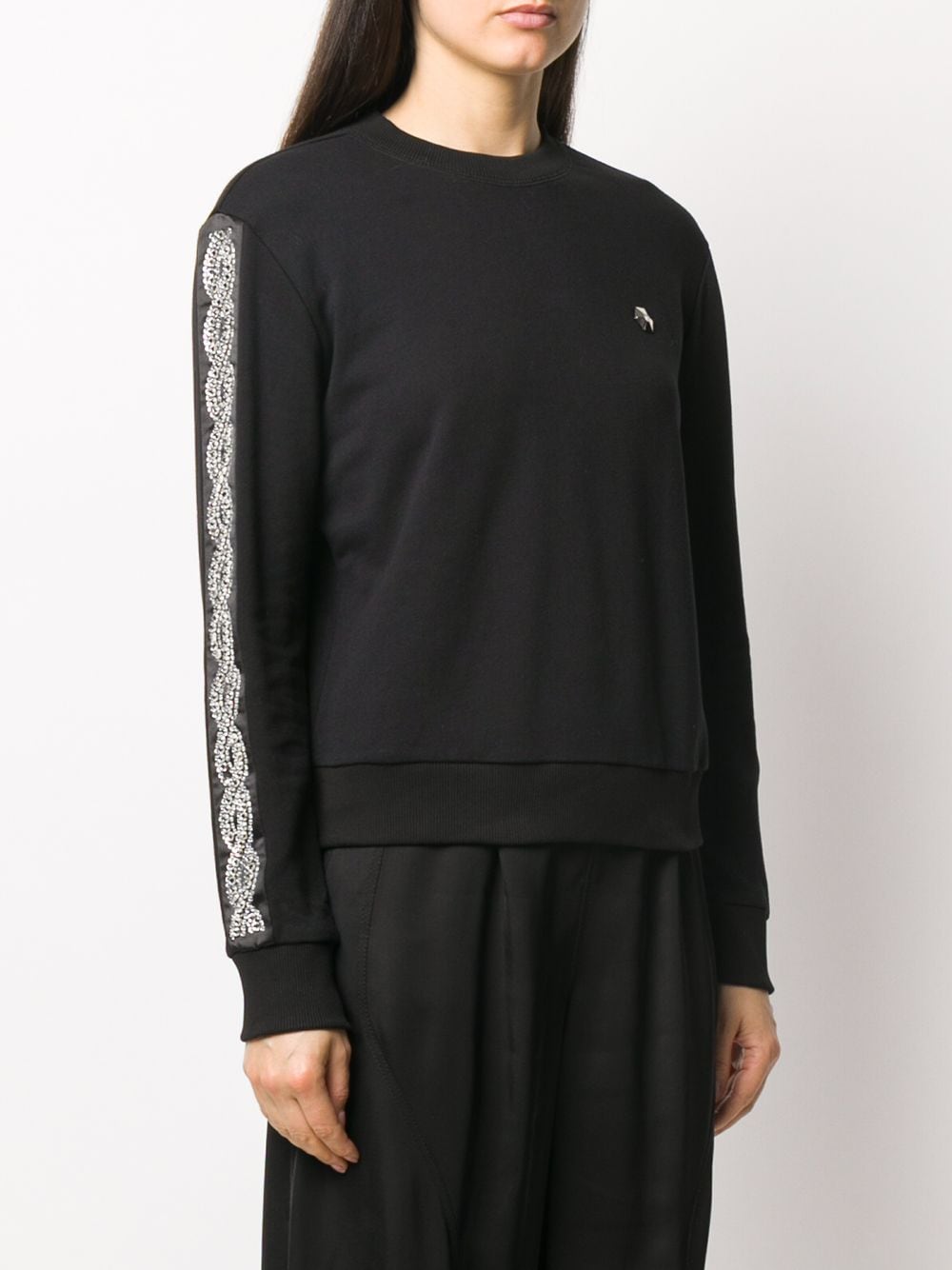 Shop Philipp Plein Rhinestone-embellished Stripe Sweatshirt In Black