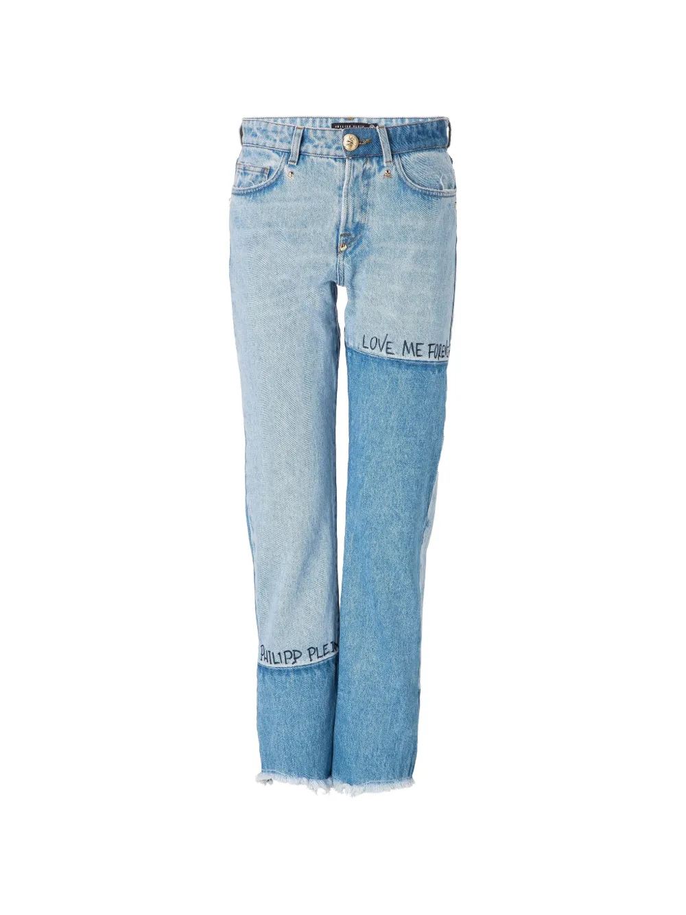 Philipp Plein Sunset Eustoma patchwork frayed-hem jeans - Blu