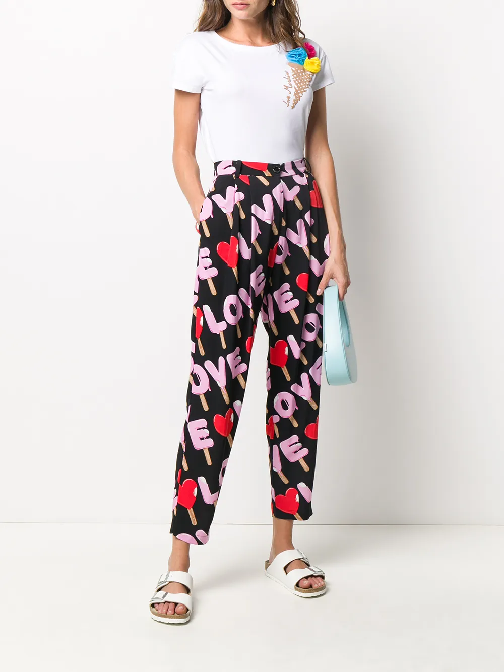 Love Moschino Pantalon met print - Zwart