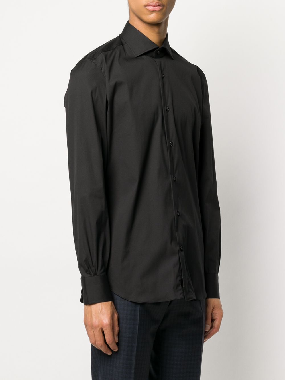Shop Mazzarelli Fitted Buttoned Shirt In Black