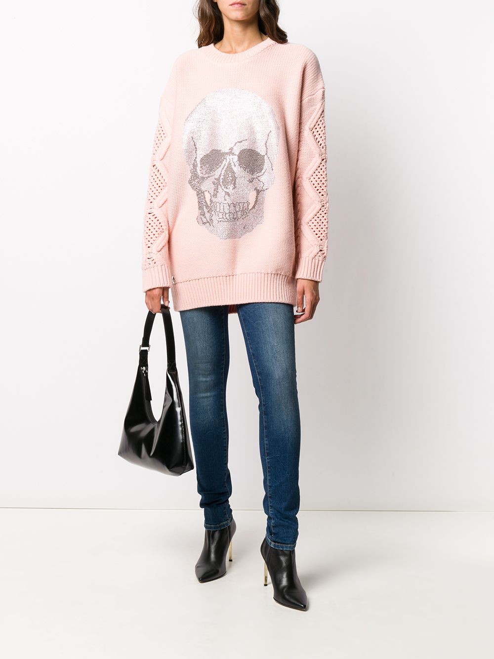 фото Philipp plein вязаное платье мини с декором skull