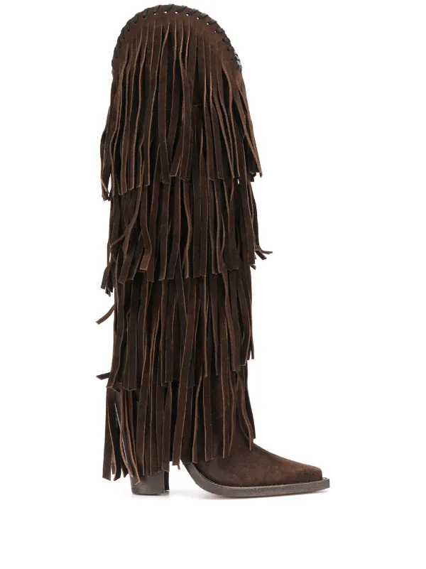 fringed knee high boots
