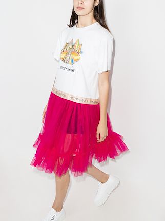 Jersey Shore T-shirt tulle trim midi dress展示图