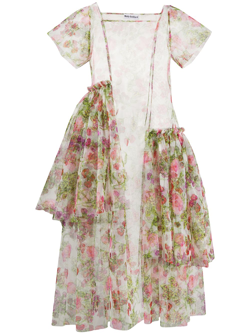 фото Molly goddard прозрачное многослойное платье с цветочным принтом