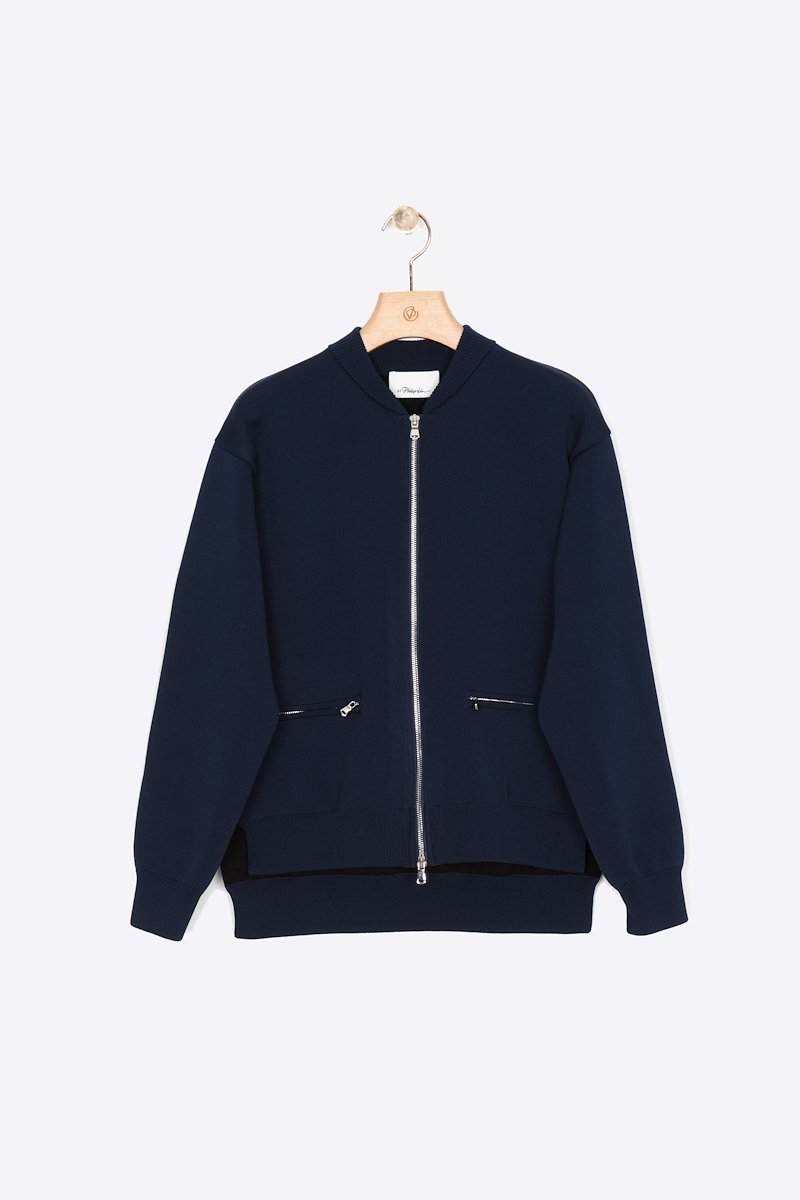 Relaxed Bomber Jacket-blue #0 Relaxed Bomber Jacket, Navy-black Wool or fine animal hair->Wool Relaxed Bomber Jacket from 3.1 Phillip Lim. - 0