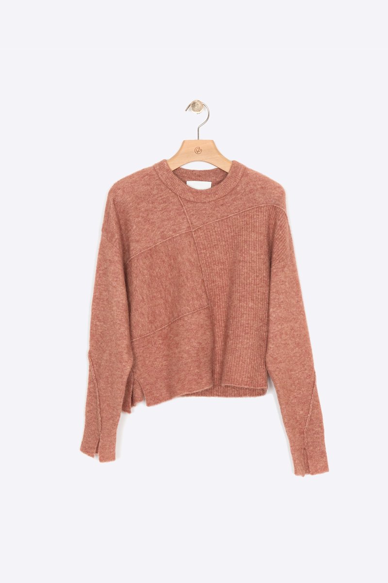 Basket Weave Sweater-orange #0 Basket Weave Sweater, Dark Papaya Wool or fine animal hair->Wool Basket Weave Sweater from 3.1 Phillip Lim. - 0