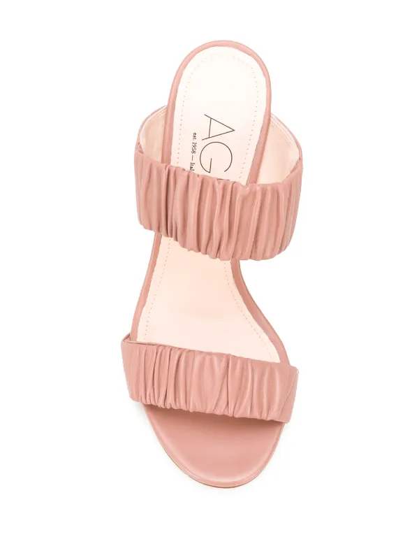 baby pink block heel sandals