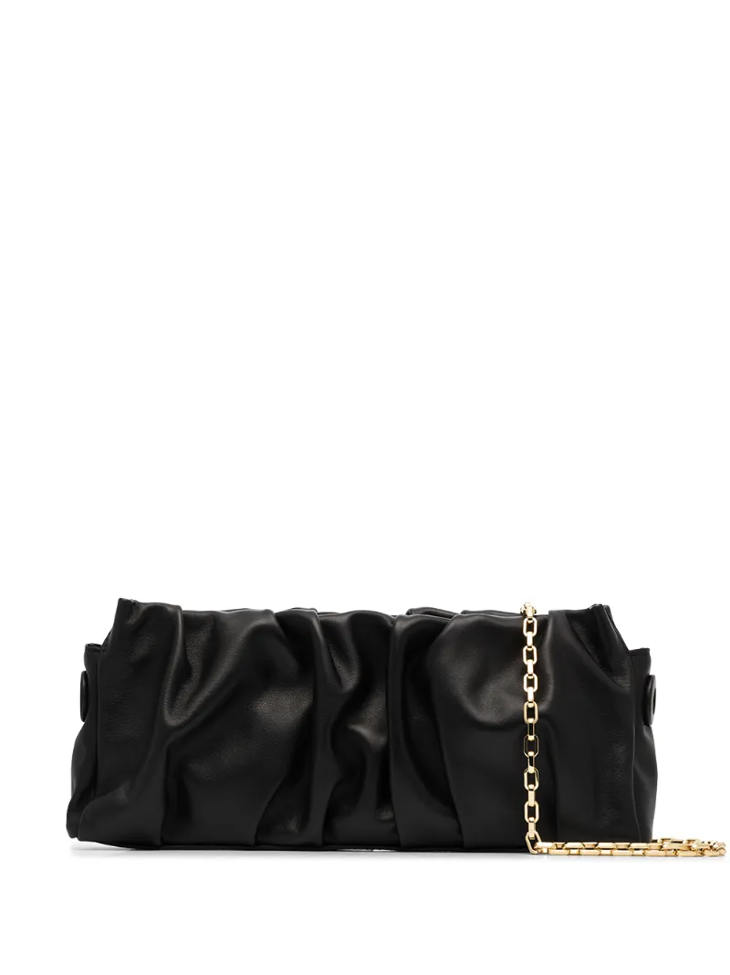Click to view more detailed imagery on our partner's website Elleme Long Vague Ruched Leather Shoulder Bag In Black