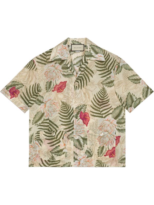 Gucci leaf-print short-sleeved shirt 