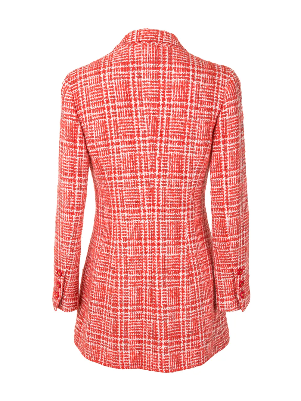 Pre-owned Chanel 1997 Check Tailored Coat In Red