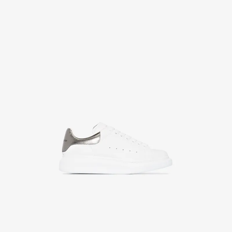 Alexander Mcqueen Womens White Oversized Metallic Leather Sneakers