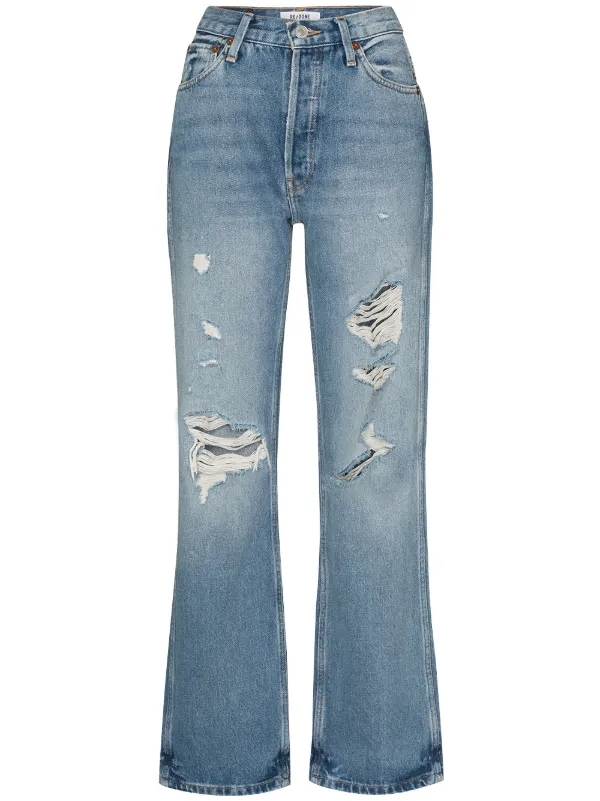 womens distressed straight leg jeans