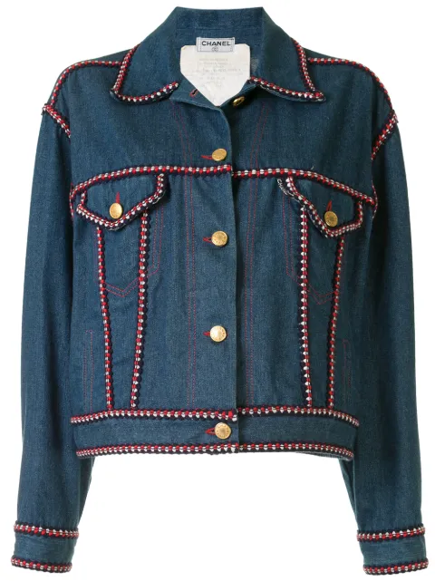 1990s Braided Trim Denim Jacket - Farfetch