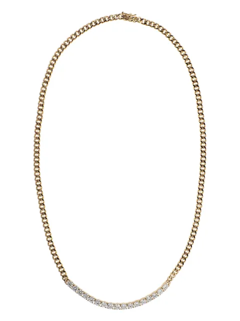 Anita Ko 18kt rose gold plain cuban link and long diamond line necklace