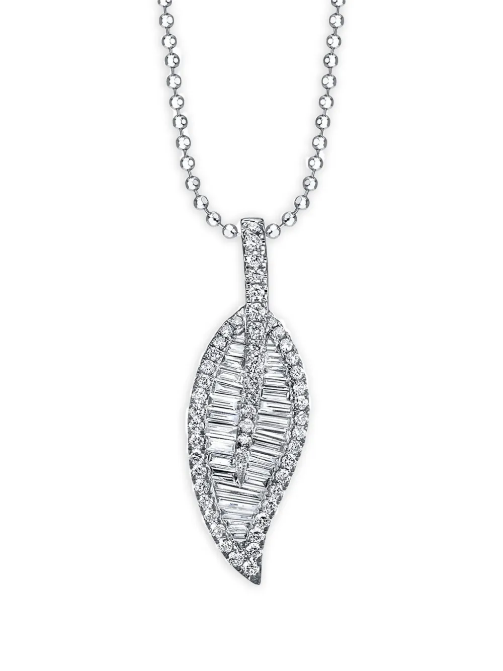 Anita Ko 18k White Gold Leaf Diamond Necklace In Metallic