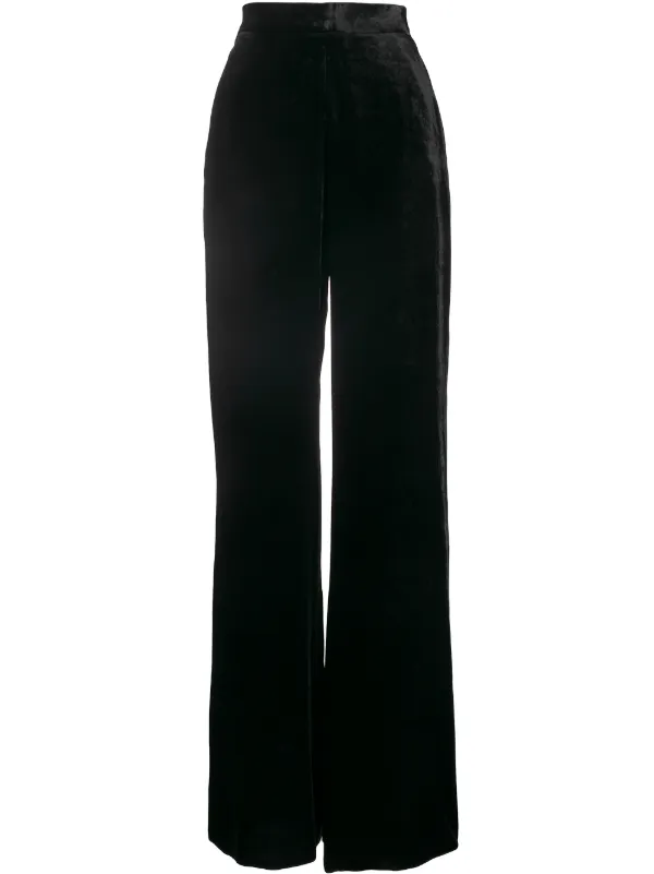 black velvet wide leg trousers