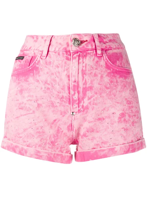 Philipp Plein acid-wash denim shorts