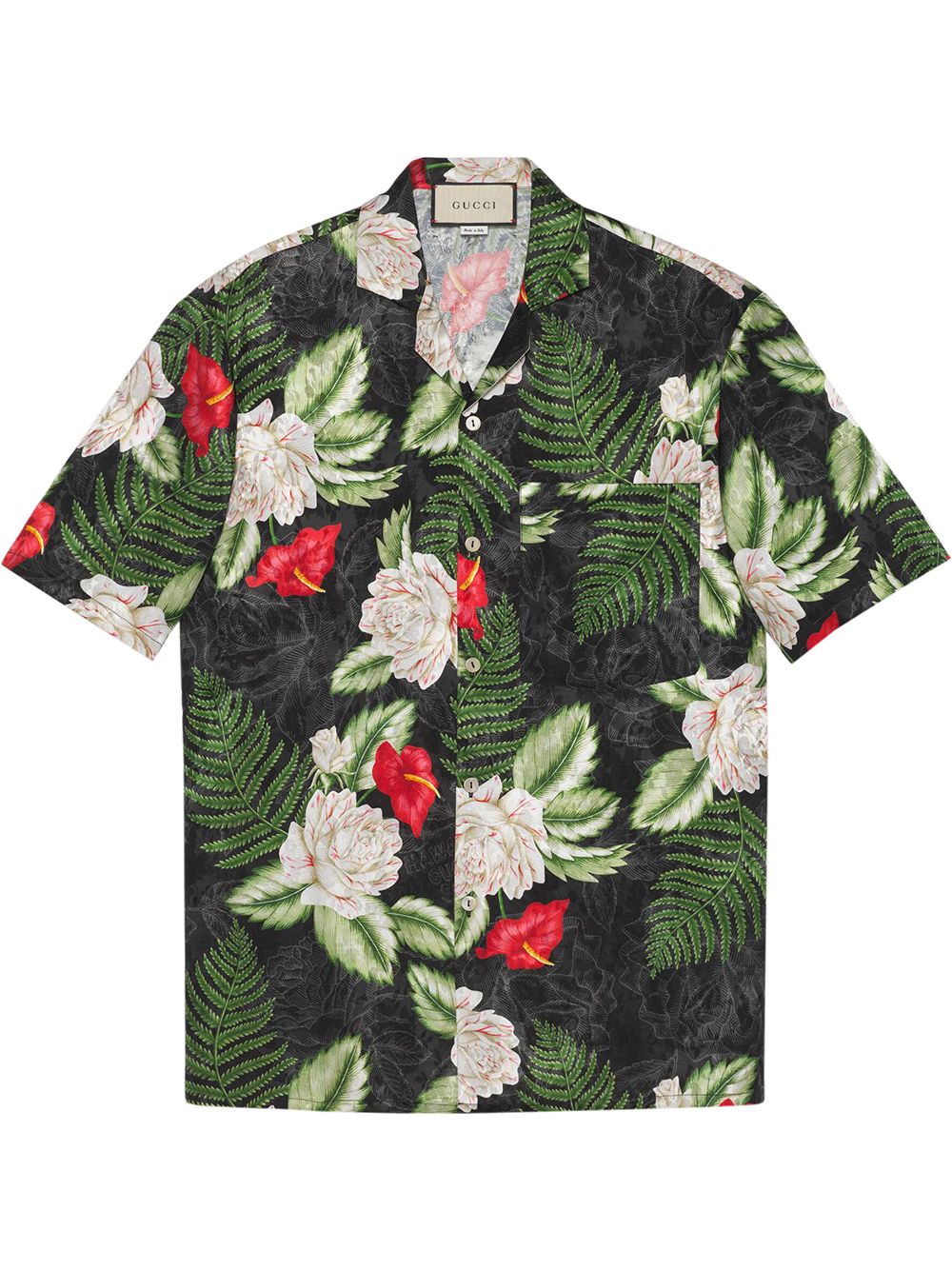 Shop Gucci leaf-print short-sleeved shirt with Express Delivery - FARFETCH