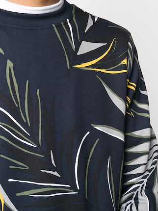 leaf-print crew-neck sweatshirt展示图