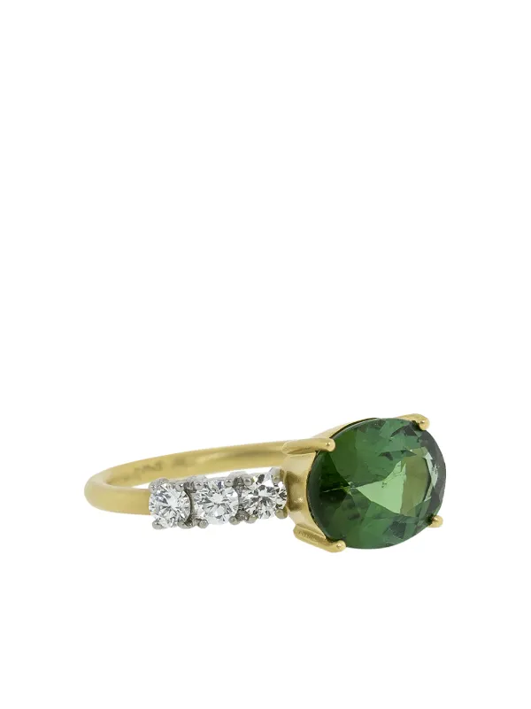 Irene Neuwirth 18kt Yellow And White Gold Green Tourmaline And Diamond Ring Farfetch