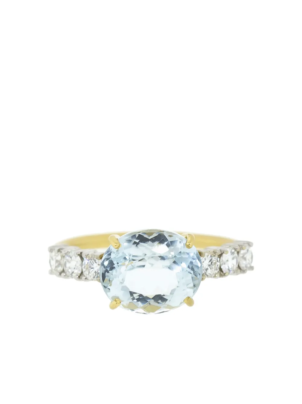Irene Neuwirth 18k Gold Prong-set Aquamarine And Diamond Ring In Gold