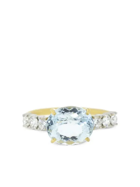 Irene Neuwirth 18k gold prong-set aquamarine and diamond ring