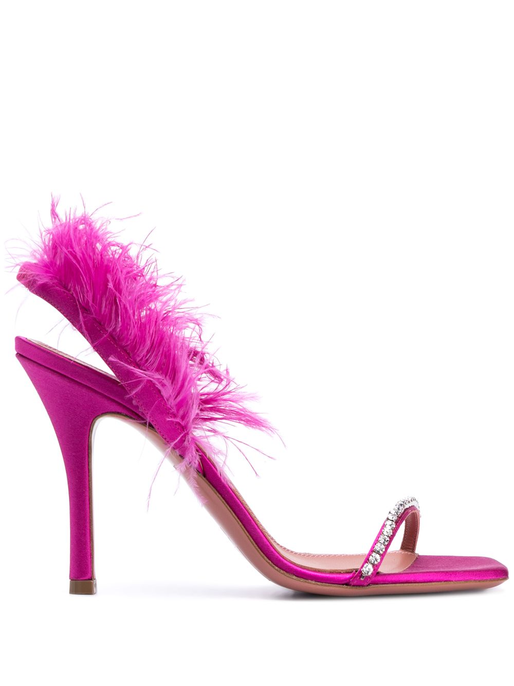 фото Amina muaddi adwoa feather-trimmed sandals