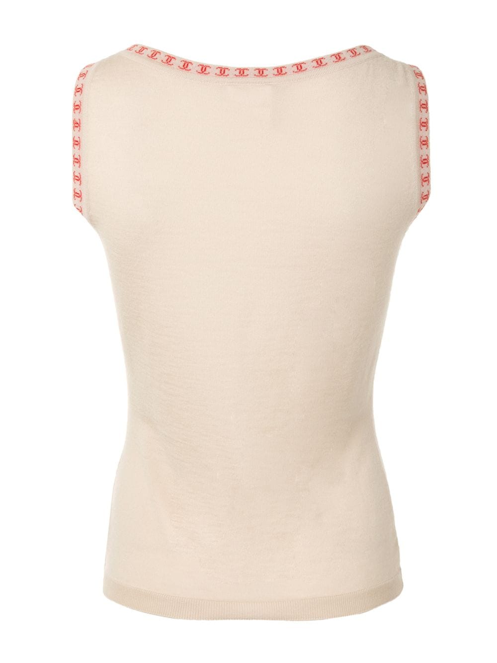 Pre-owned Chanel 2001 Knitted Cc V-neck Tank In Neutrals